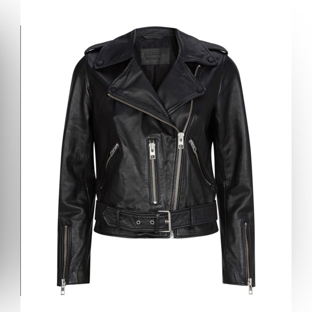 All Saints Black Leather Biker Jacket